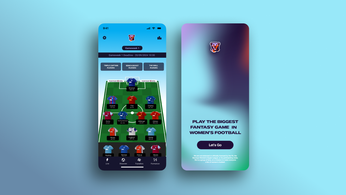 Fantasy WSL app screenshots